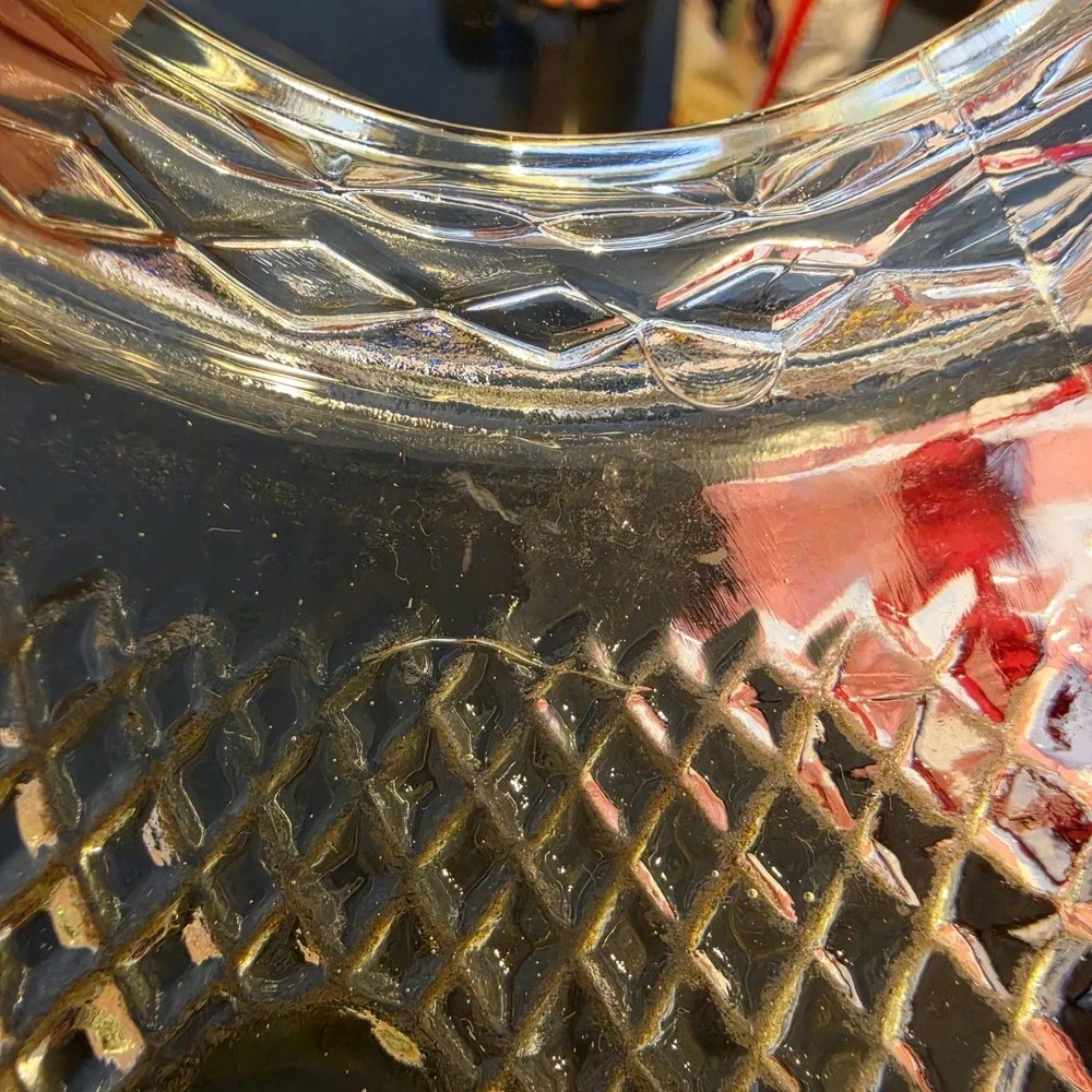 Vintage‎ Ruffle Top Cut Crystal Lamp Shade Replacement Diamond Pattern Elegant